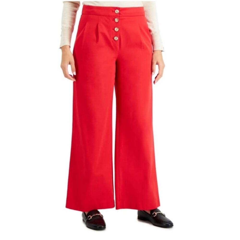 Charter Club Red Stretch Wide Leg Trousers - 12